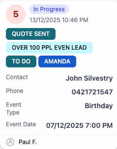 Leadveyor lead card with priority score and contact details